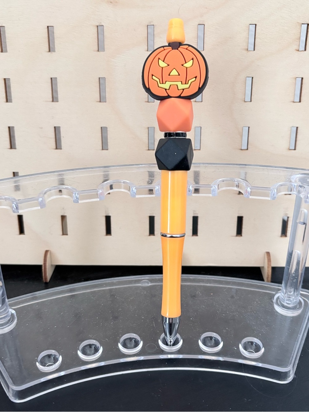 Handcrafted pumpkin beaded pen